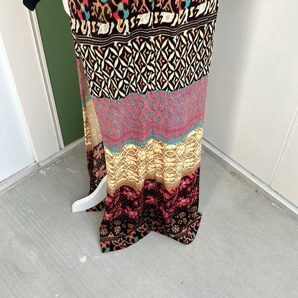 Vintage 60s 70s High Slit Geometric Print Dress - Picture 8 of 11